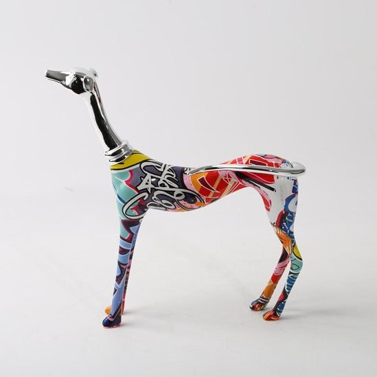 ArtZ® Greyhound Graffiti Painted Statue Graffiti Dog Sculptures Graffiti Standing