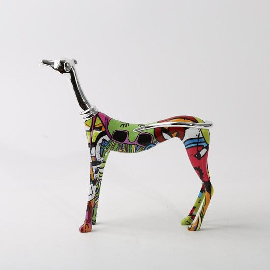 ArtZ® Greyhound Graffiti Painted Statue Graffiti Dog Sculptures Abstract Standing