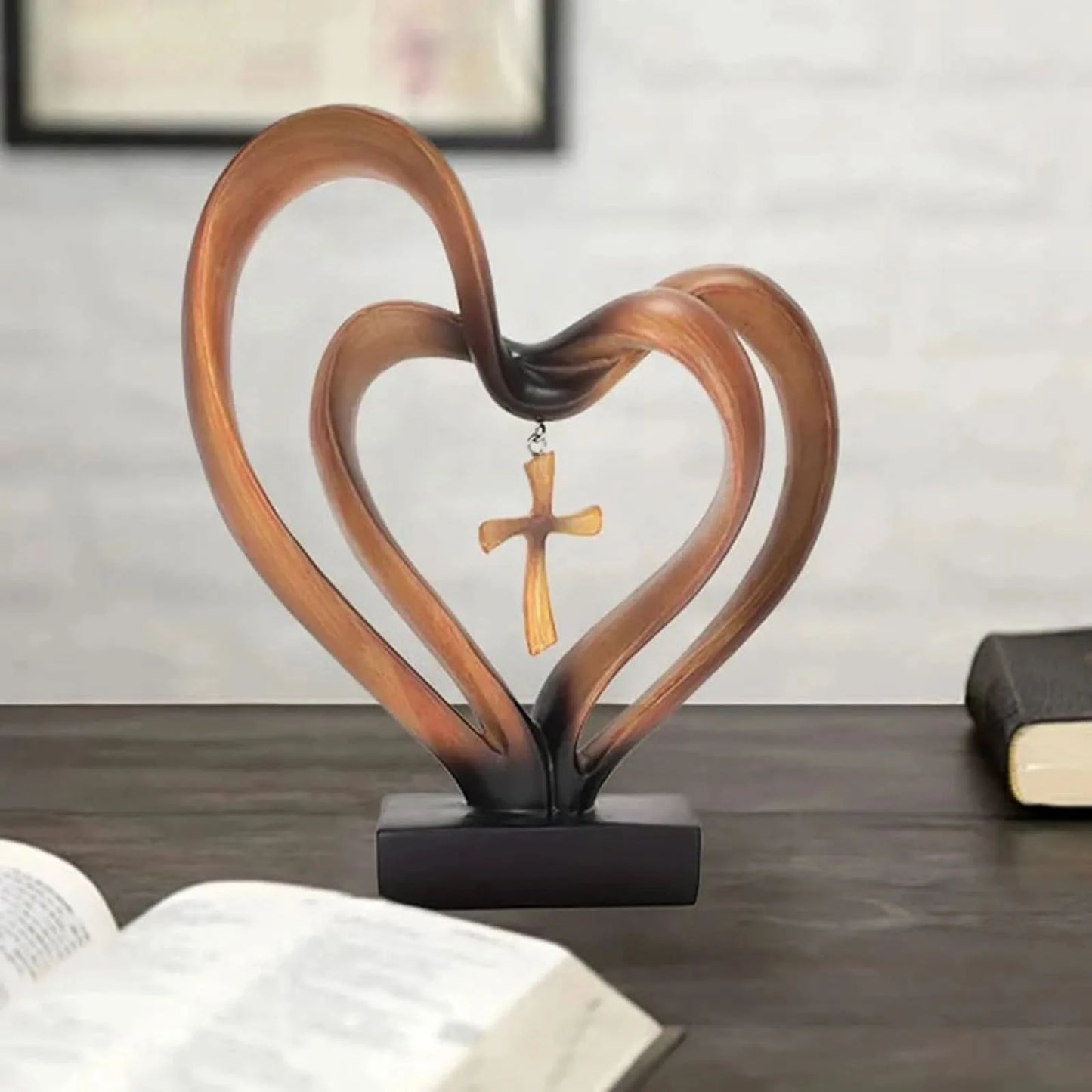 Entwined Heart and Cross Tabletop Accent