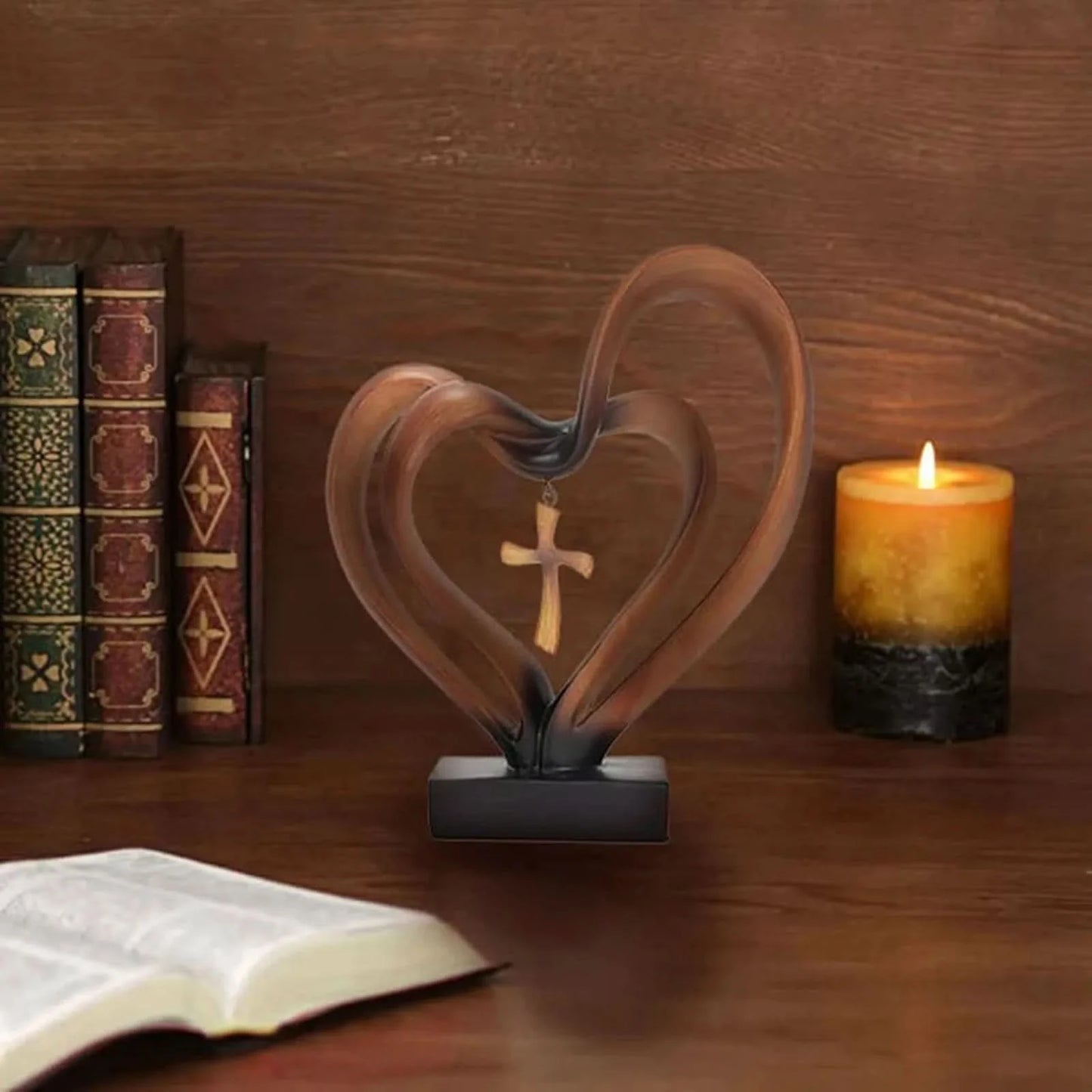 Entwined Heart and Cross Tabletop Accent