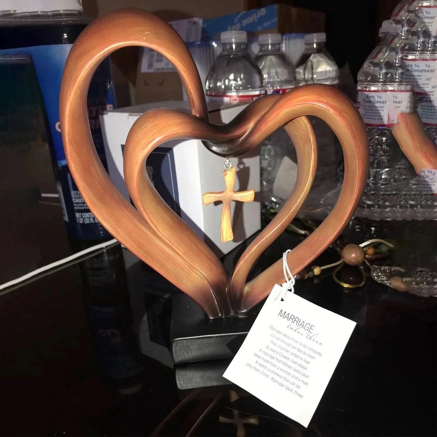 Entwined Heart and Cross Tabletop Accent