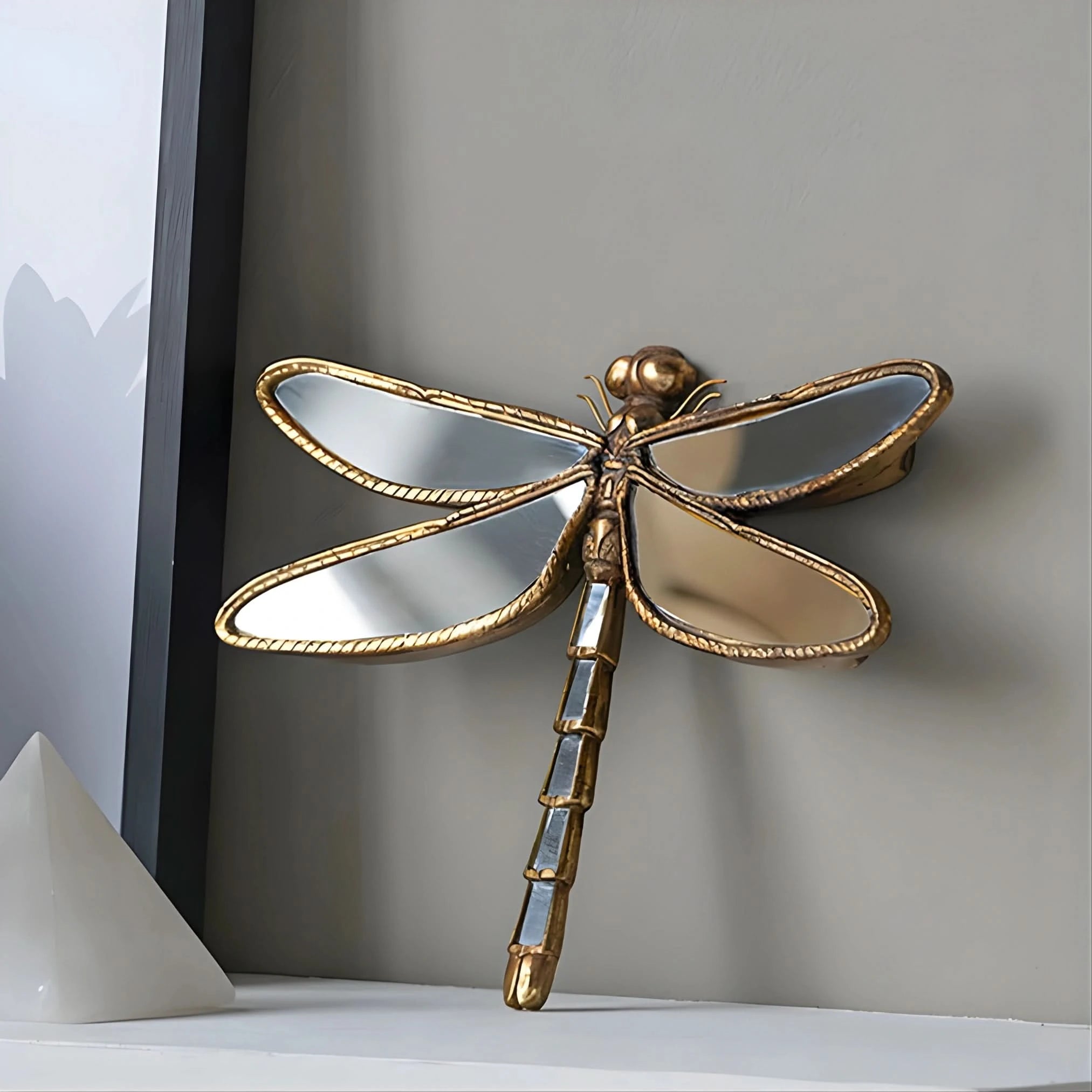 Antique Gold Dragonfly Wall Mirror