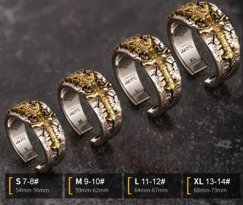 Dragonslayer  925 Sterling Silver Adjustable Ring