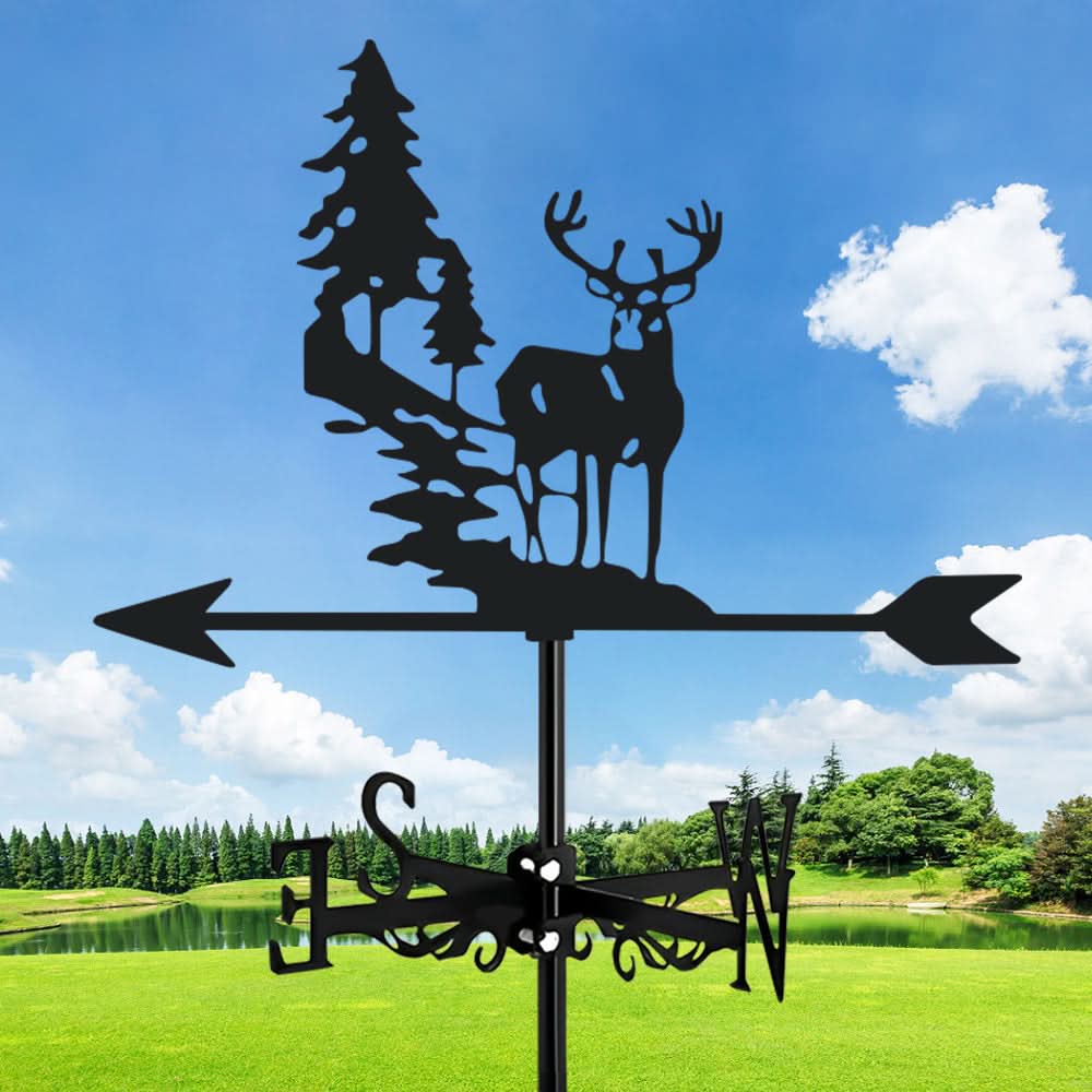 Forest Deer Scene Stainless Steel Weathervane