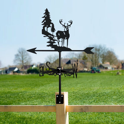 Forest Deer Scene Stainless Steel Weathervane