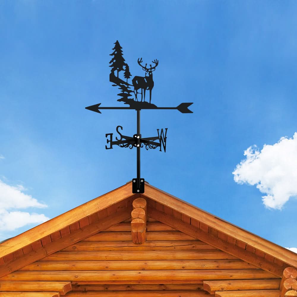 Forest Deer Scene Stainless Steel Weathervane