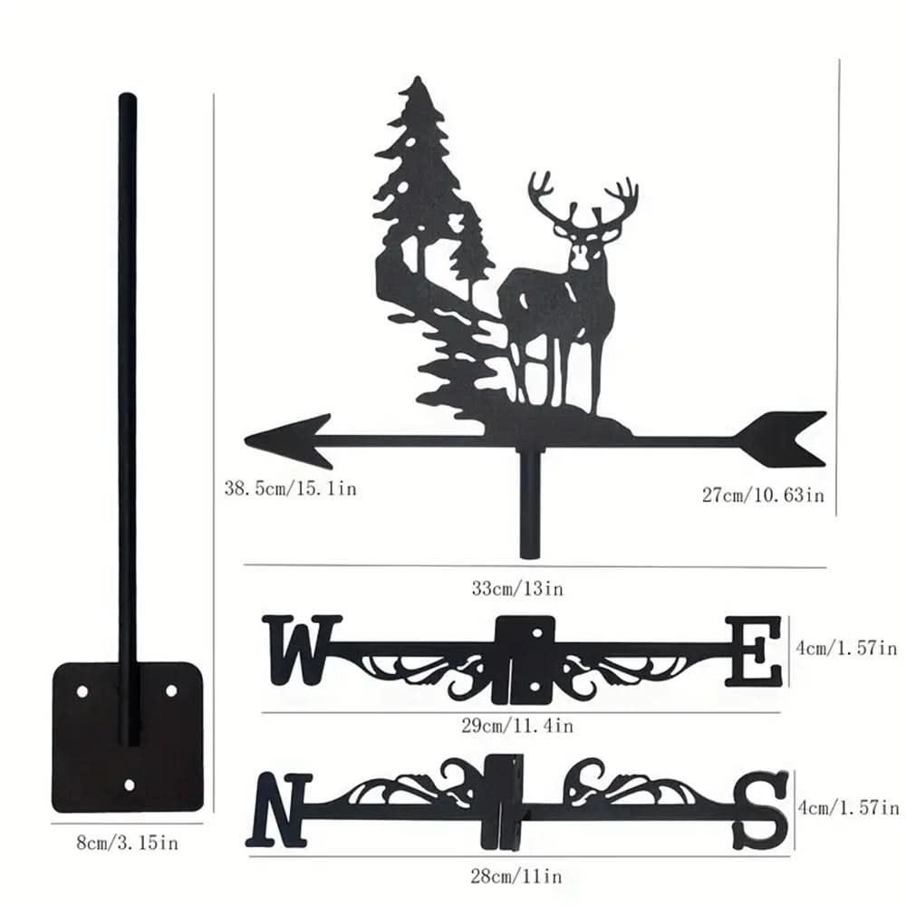 Forest Deer Scene Stainless Steel Weathervane