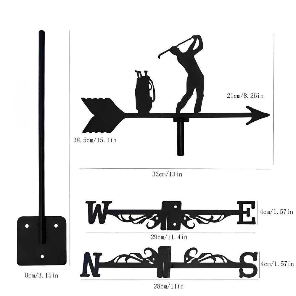 Golf Player Silhouette Stainless Steel Weathervane