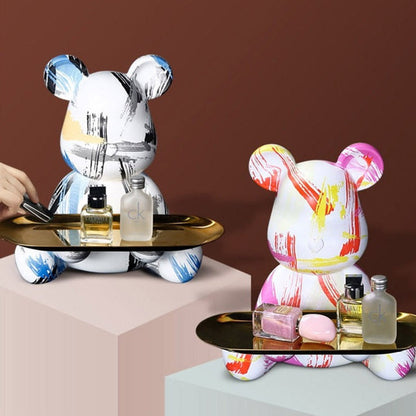 ArtZ® Bear Graffiti Painted Sculpture Table Tray Sculptures