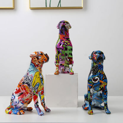 ArtZ® Boxer Nordic Painted Statue Graffiti Dog Sculptures