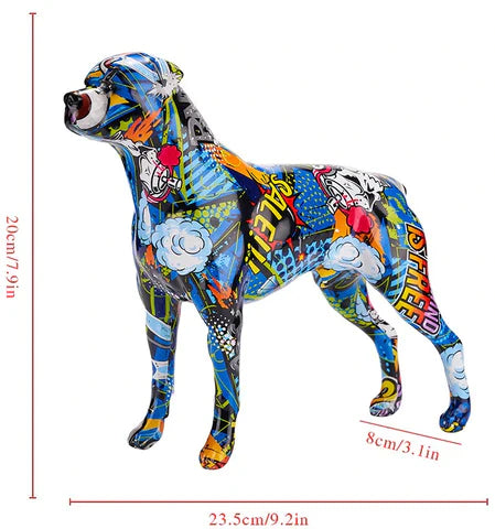 ArtZ® Rottweiler Graffiti Painted Statue Graffiti Dog Sculptures