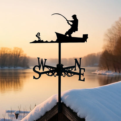Fishing Man Silhouette Stainless Steel Weathervane