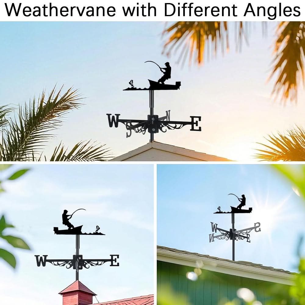 Fishing Man Silhouette Stainless Steel Weathervane