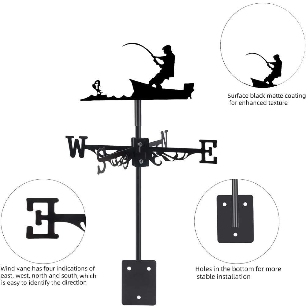 Fishing Man Silhouette Stainless Steel Weathervane