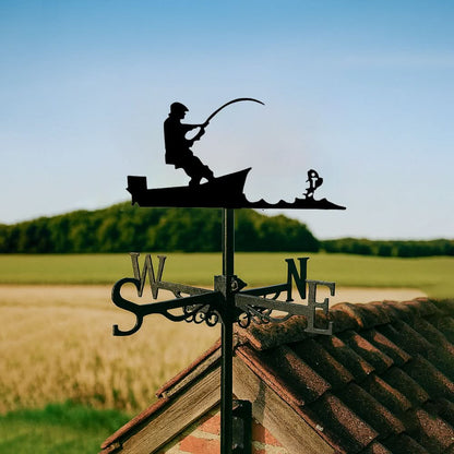 Fishing Man Silhouette Stainless Steel Weathervane