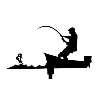 Fishing Man Silhouette Stainless Steel Weathervane