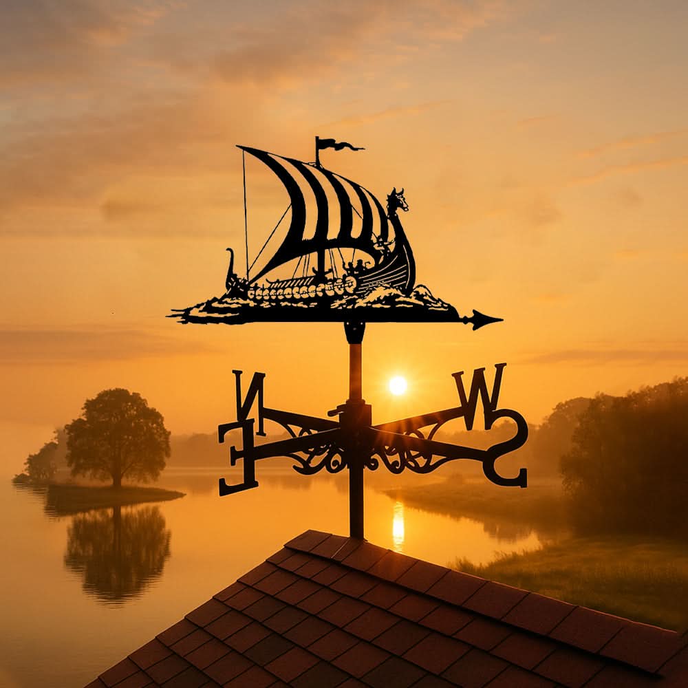 Viking Battle Ship Stainless Steel Weathervane