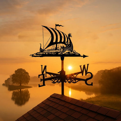Viking Battle Ship Stainless Steel Weathervane