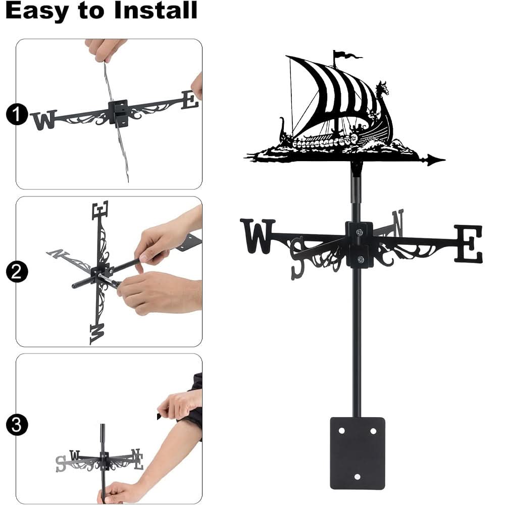 Viking Battle Ship Stainless Steel Weathervane