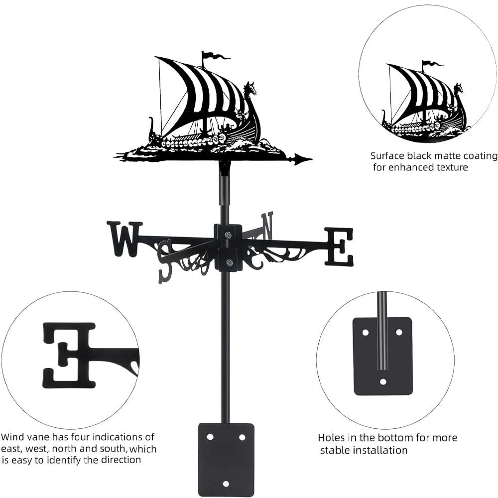 Viking Battle Ship Stainless Steel Weathervane