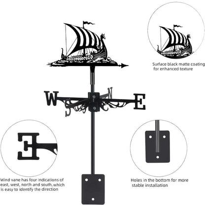 Viking Battle Ship Stainless Steel Weathervane
