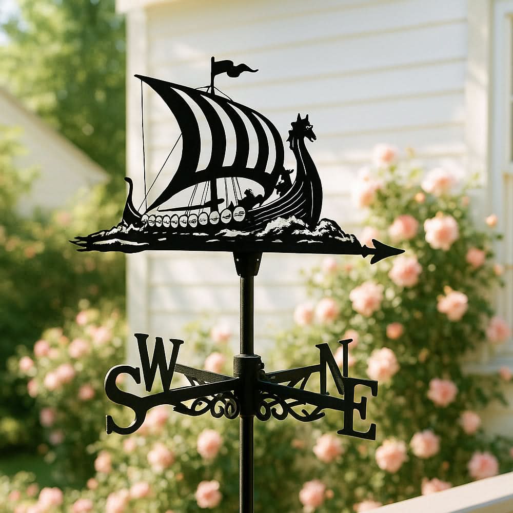 Viking Battle Ship Stainless Steel Weathervane