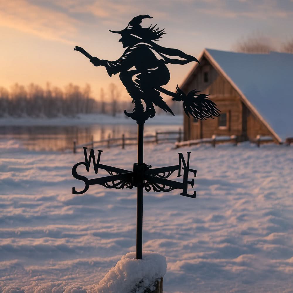 Witch Silhouette Stainless Steel Weathervane