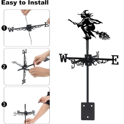 Witch Silhouette Stainless Steel Weathervane
