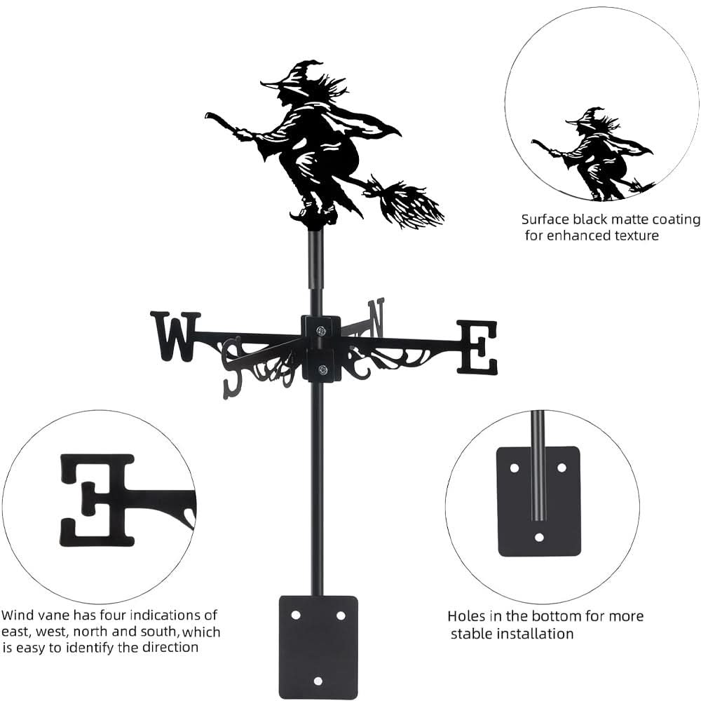 Witch Silhouette Stainless Steel Weathervane