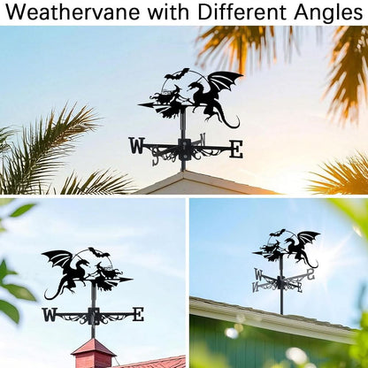 Witch and Dragon Fantasy Stainless Steel Weathervane