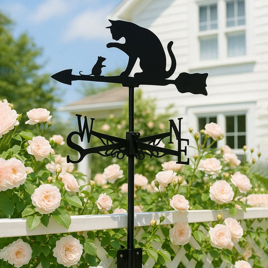 Cat and Mouse Scene Stainless Steel Weathervane