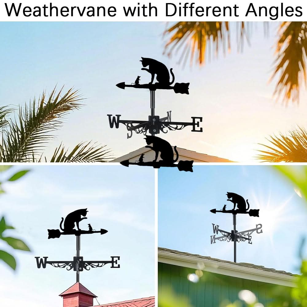 Cat and Mouse Scene Stainless Steel Weathervane