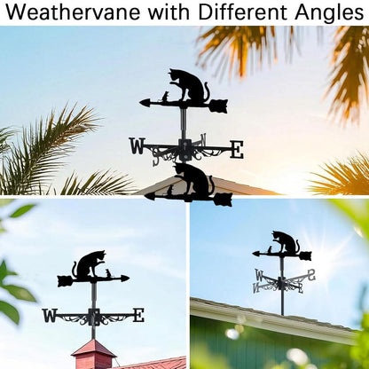 Cat and Mouse Scene Stainless Steel Weathervane