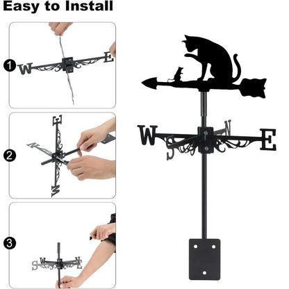 Cat and Mouse Scene Stainless Steel Weathervane