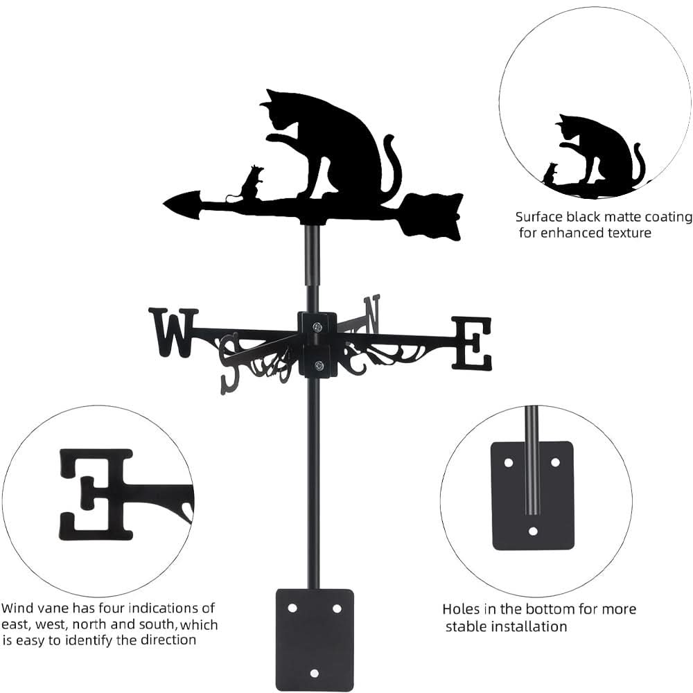 Cat and Mouse Scene Stainless Steel Weathervane