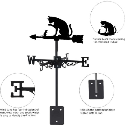 Cat and Mouse Scene Stainless Steel Weathervane