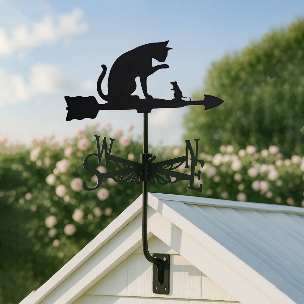 Cat and Mouse Scene Stainless Steel Weathervane