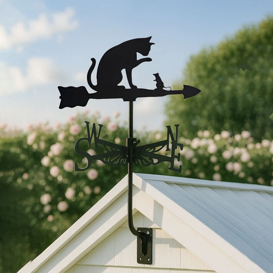 Cat and Mouse Scene Stainless Steel Weathervane