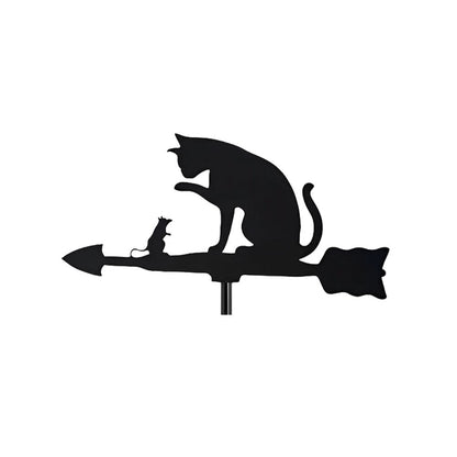 Cat and Mouse Scene Stainless Steel Weathervane