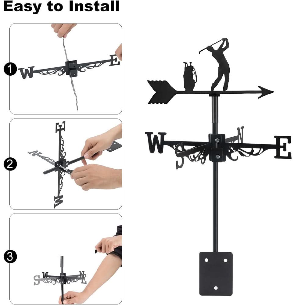 Golf Player Silhouette Stainless Steel Weathervane