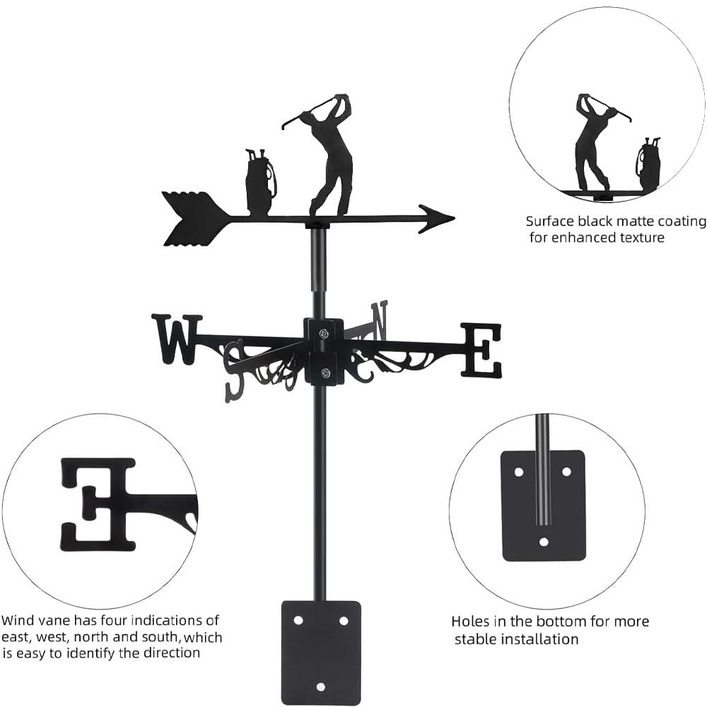 Golf Player Silhouette Stainless Steel Weathervane