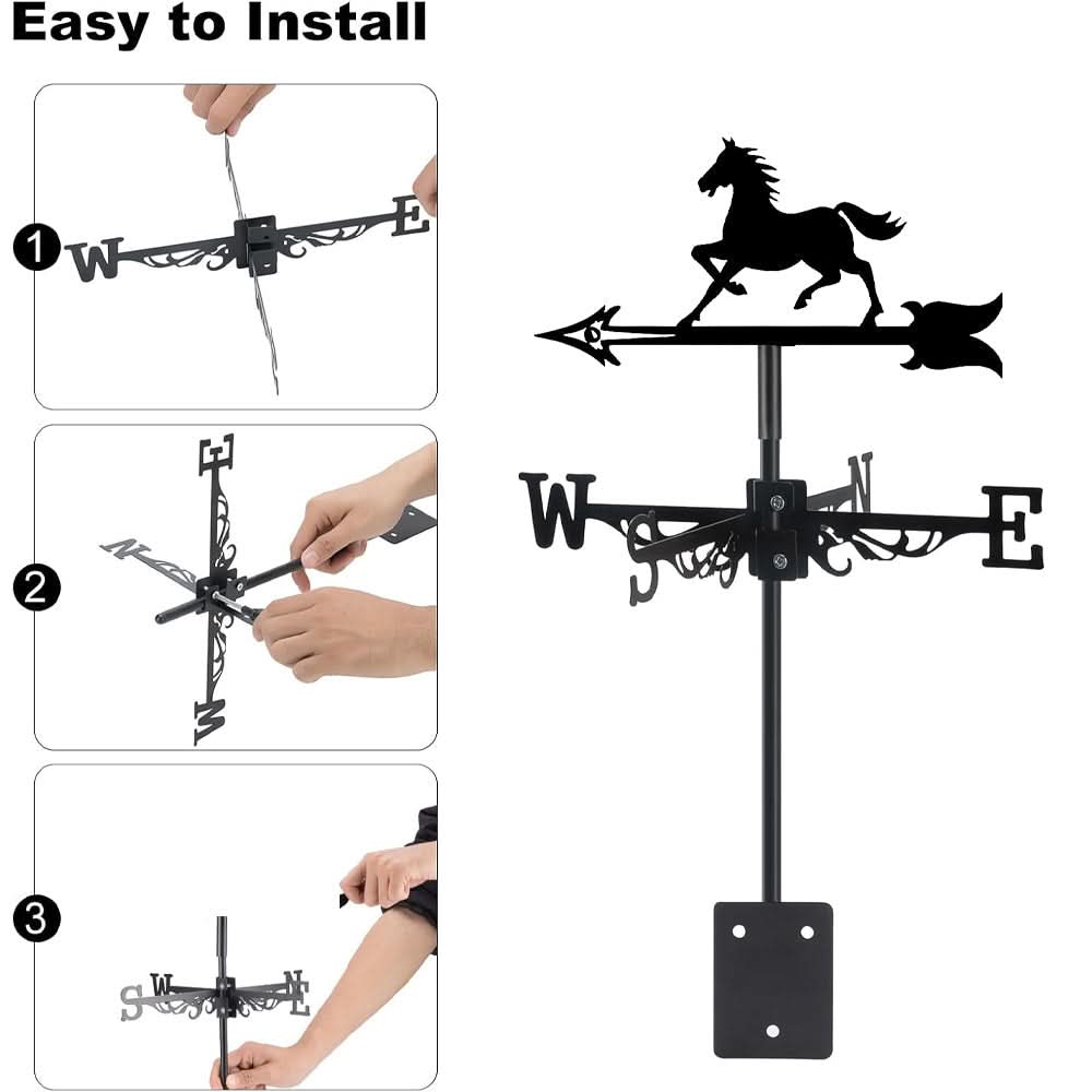 Galloping Horse Silhouette Stainless Steel Weathervane