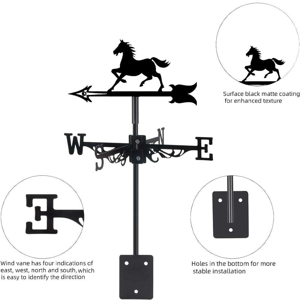 Galloping Horse Silhouette Stainless Steel Weathervane