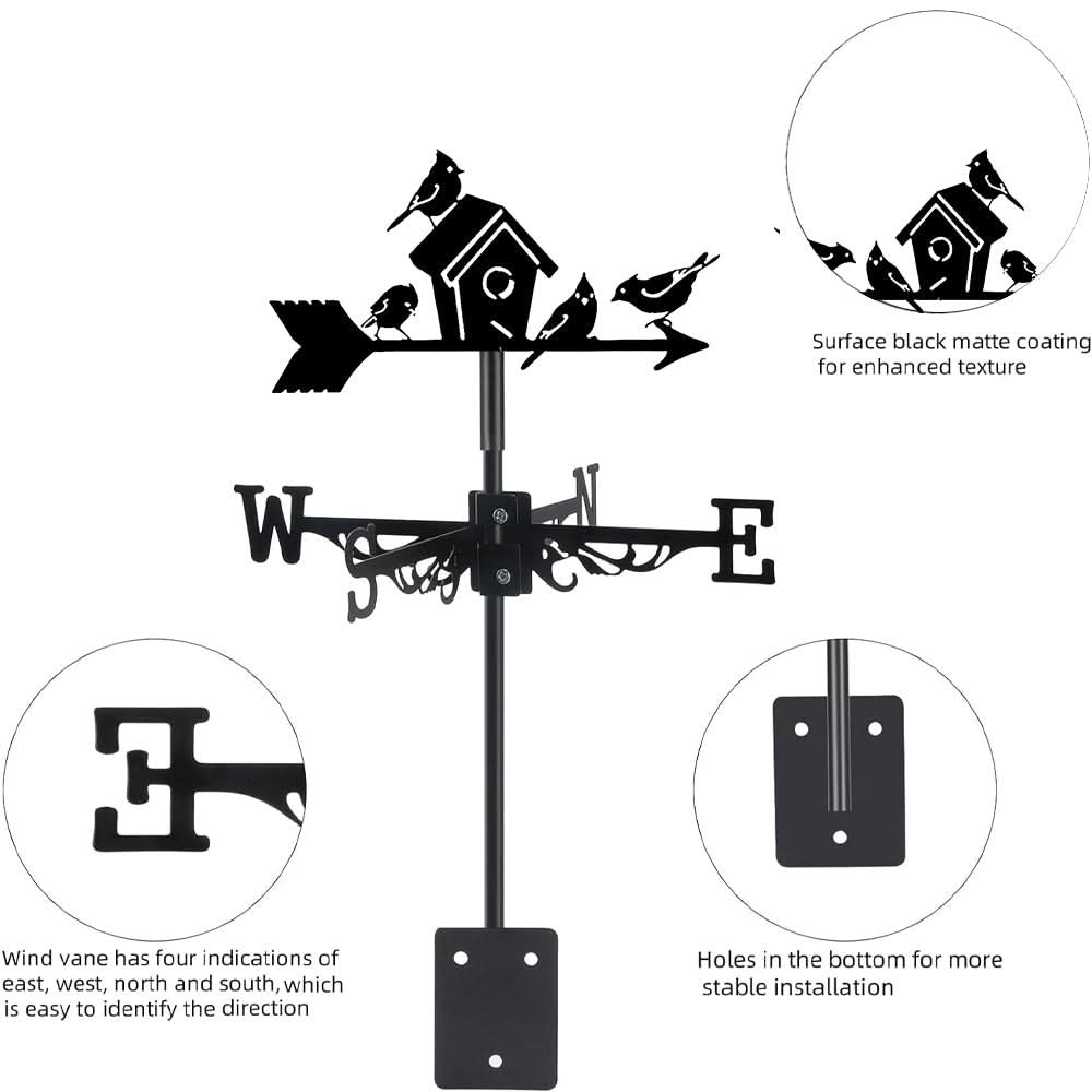 Birdhouse Garden Silhouette Stainless Steel Weathervane