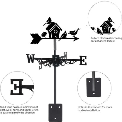 Birdhouse Garden Silhouette Stainless Steel Weathervane