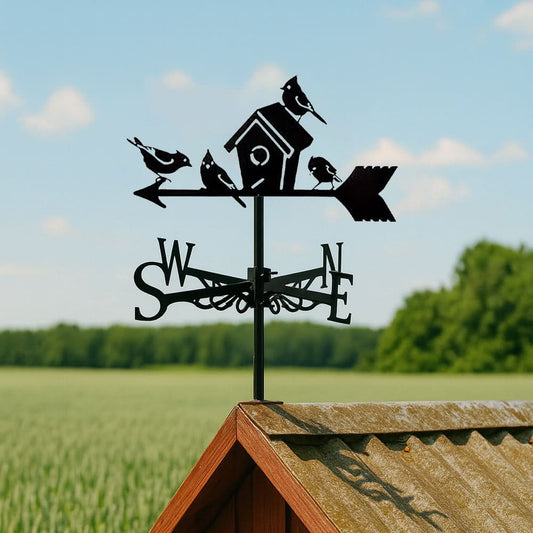 Birdhouse Garden Silhouette Stainless Steel Weathervane