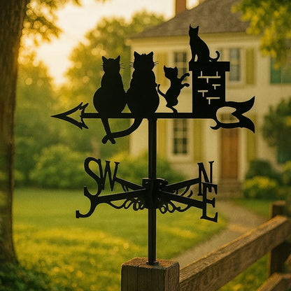 Cat Family Silhouette Stainless Steel Weathervane