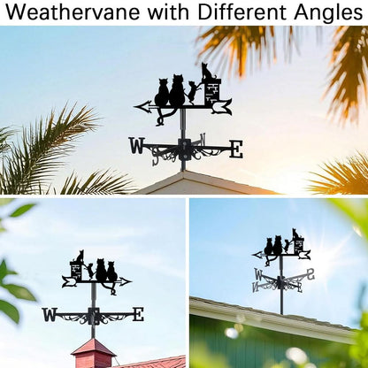 Cat Family Silhouette Stainless Steel Weathervane