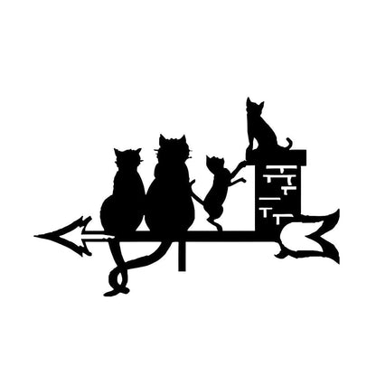 Cat Family Silhouette Stainless Steel Weathervane