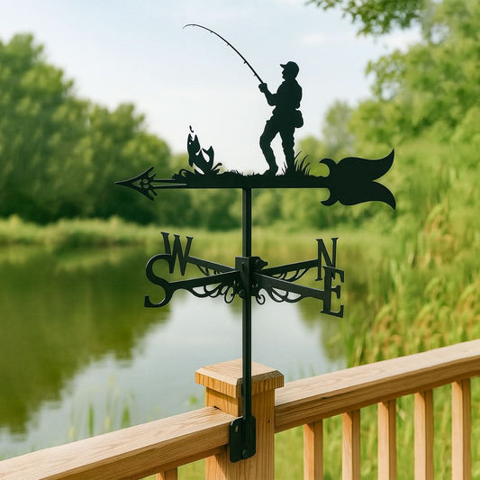 Fishing Scene Stainless Steel Weathervane